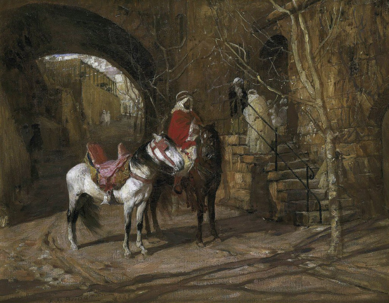 Frederick Arthur Bridgman reprodukcija Horseman In A Courtyard (1889), VISOS REPRODUKCIJOS , paveikslai, reprodukcijos internetu