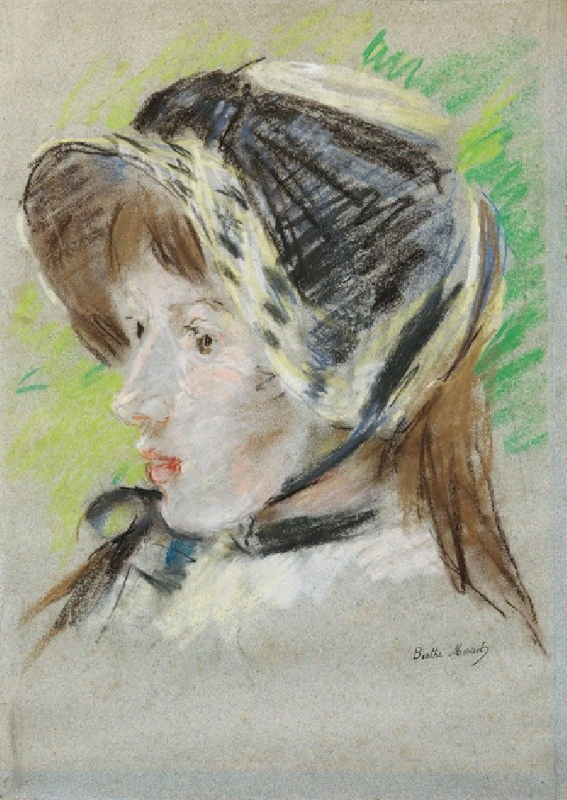 Jeanne Pontillon À La Capeline (1844) reproduction of painting by Berthe Morisot. ALL GICLEE PRINTS