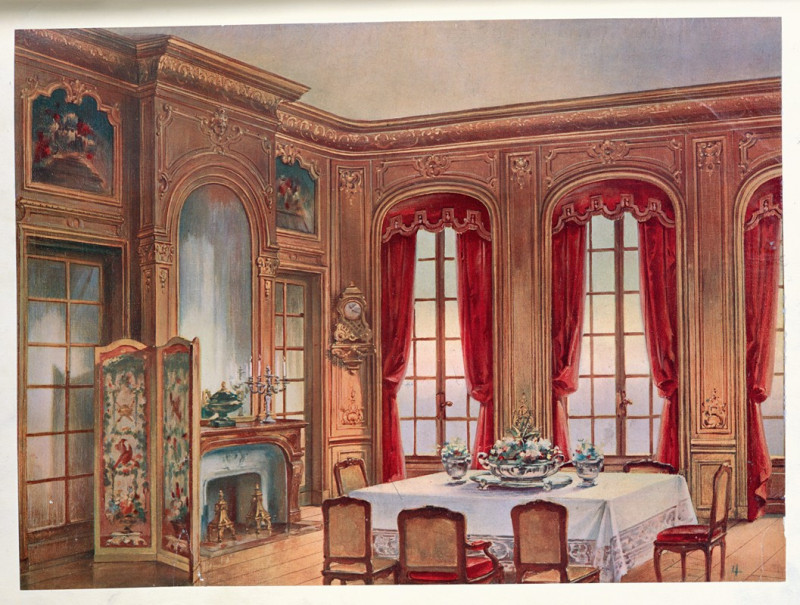 Salle a manger Louis XIV, provenant de la vente Lelong…. (1907) reproduction of painting by Georges Rémon. ALL GICLEE PRINTS