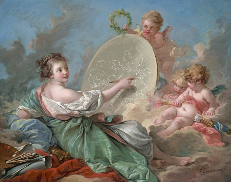 Allegory of Painting (1765) reproduction of painting by Francois Boucher. ALL GICLEE PRINTS