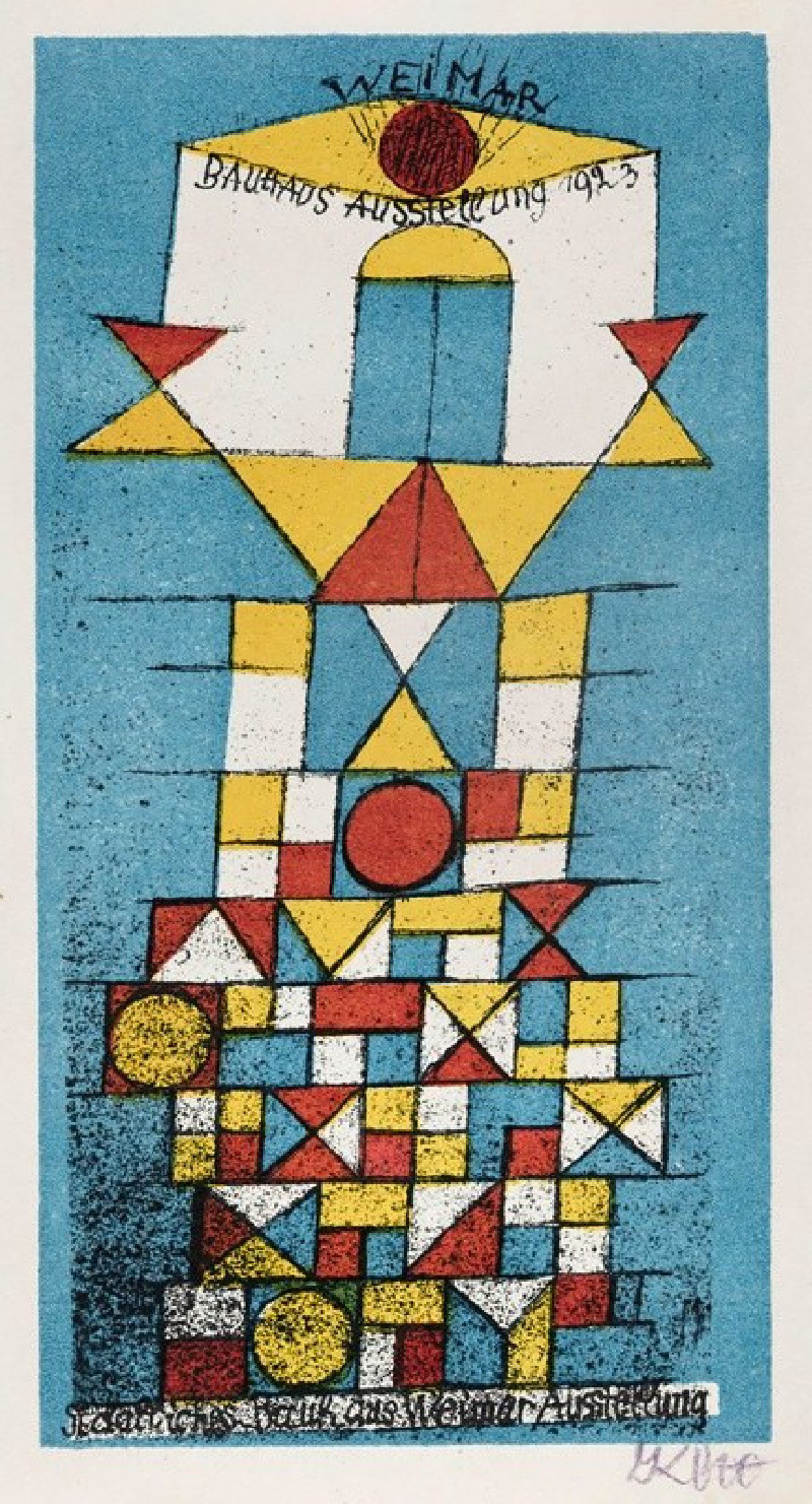 Paul Klee reprodukcija Postcard on the occasion of the ‘Lofty person’ exhibition in Bauhaus (1923), VISOS REPRODUKCIJOS , pav...