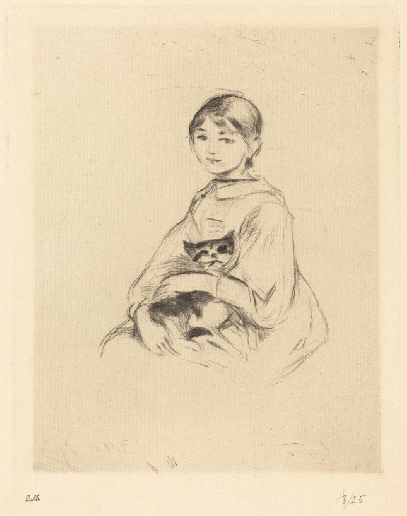 Little Girl with Cat (1888-1890) reproduction of painting by Berthe Morisot. ALL GICLEE PRINTS