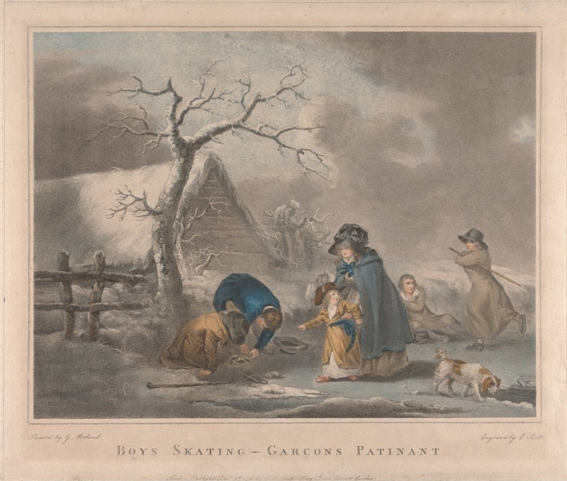 Boys Skating (1790) reproduction of painting by George Morland. ALL GICLEE PRINTS