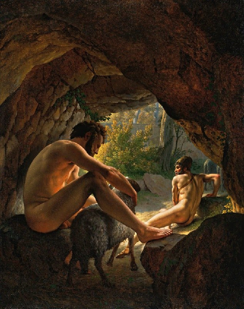 Ulysses Fleeing the Cave of Polyphemus (1812) reproduction of painting by Christoffer Wilhelm Eckersberg. ALL GICLEE PRINTS