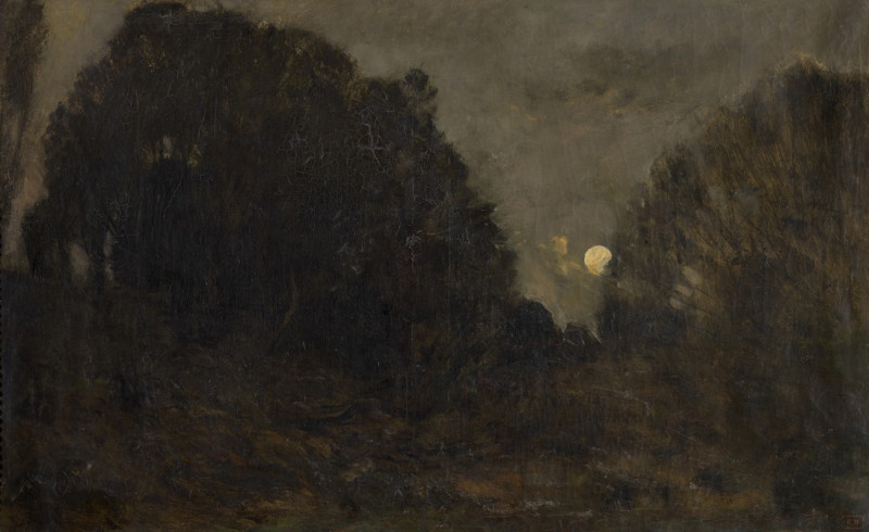 Rising moon in Barbizon (19th century) reproduction of painting by Charles François Daubigny. ALL GICLEE PRINTS