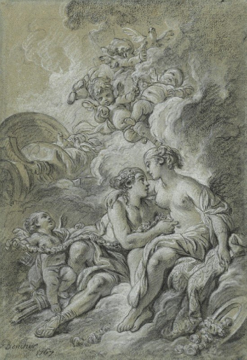 Francois Boucher reprodukcija Venus appuyee sur son cher Adonis … (1767), VISOS REPRODUKCIJOS , paveikslai, reprodukcijos int...