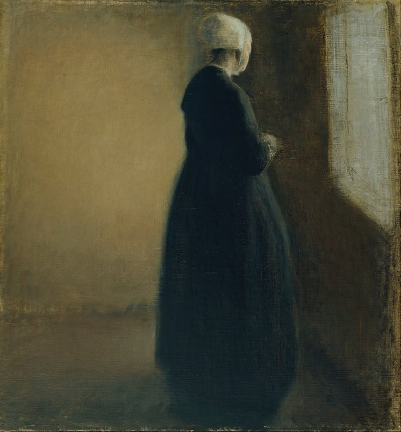 An old woman standing by a window (1885) reproduction of painting by Vilhelm Hammershøi. ALL GICLEE PRINTS