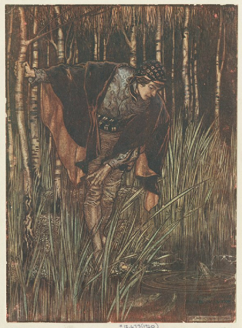 The white snake (1920) reproduction of painting by Arthur Rackham. ALL GICLEE PRINTS