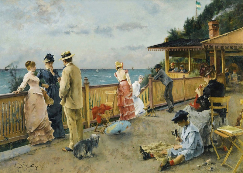 La Villa Des Falaises À Sainte-Adresse (1884) reproduction of painting by Alfred Stevens. ALL GICLEE PRINTS