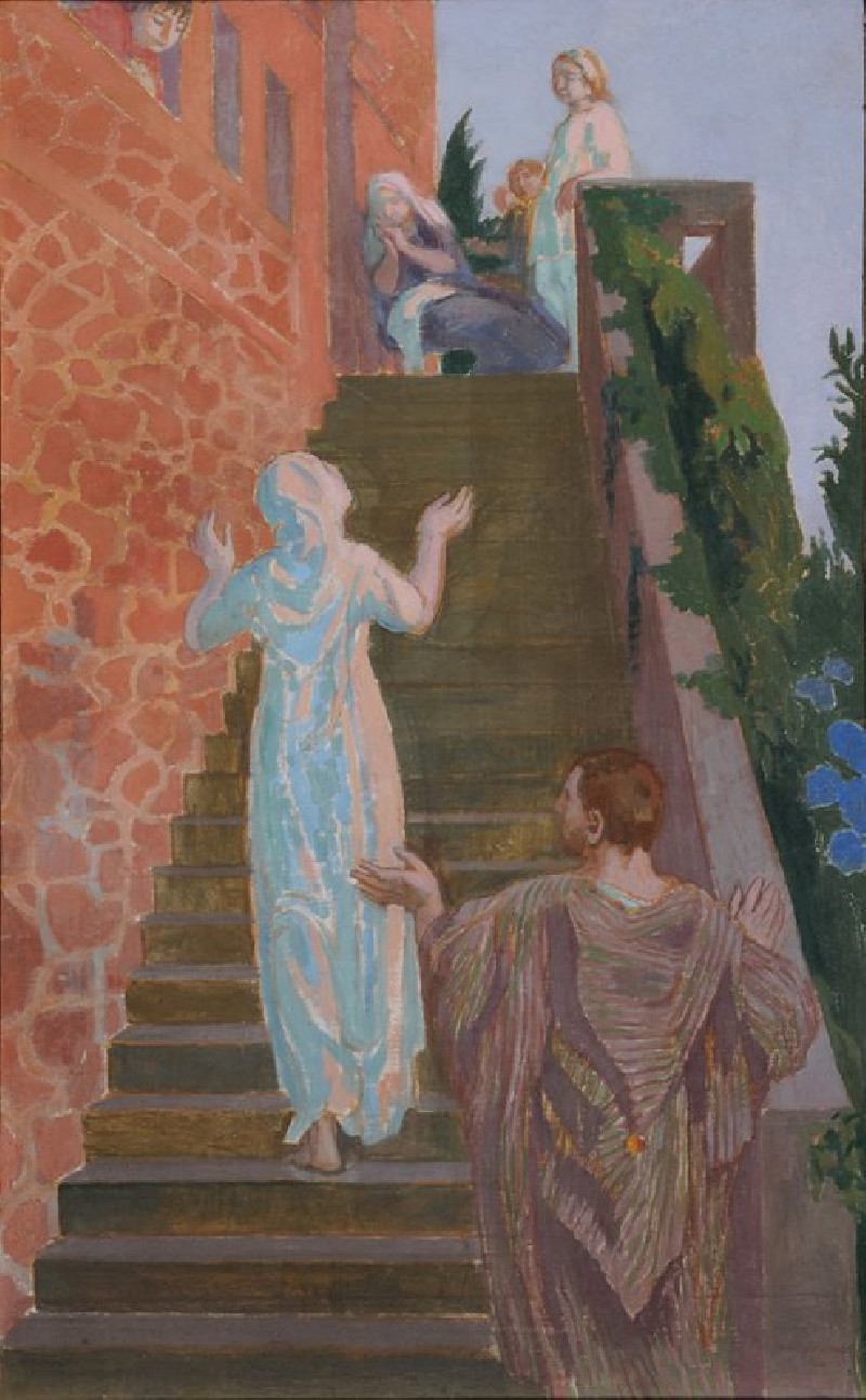 Visitation dans l’escalier de ‘Silencio’ (1921) reproduction of painting by Maurice Denis. ALL GICLEE PRINTS