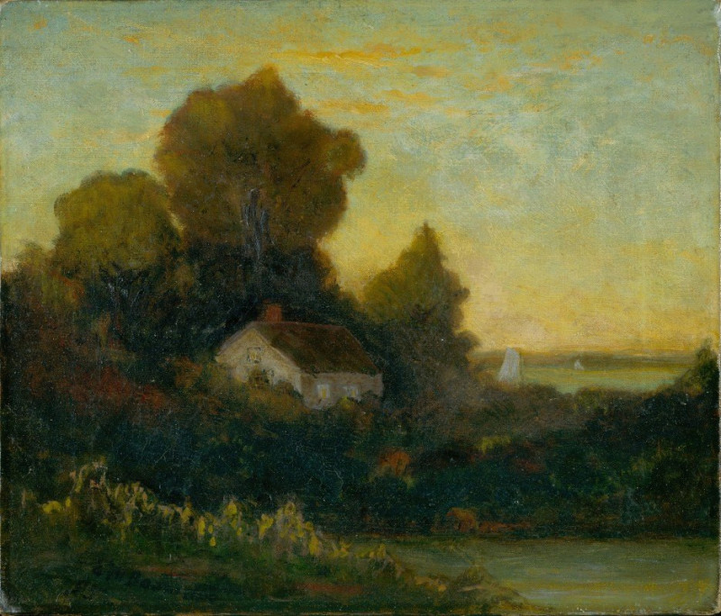 Edward Mitchell Bannister reprodukcija Untitled (house in woods near lake) (1895), VISOS REPRODUKCIJOS , paveikslai, reproduk...