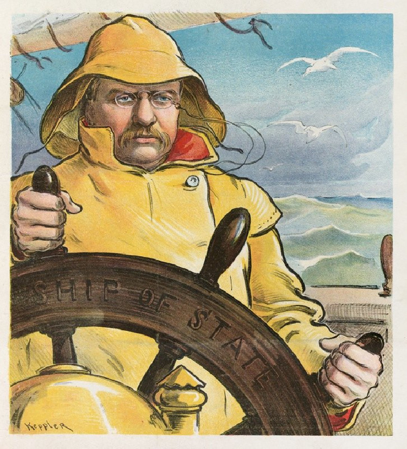 1902 finds the helm in safe hands (1902) reproduction of painting by Udo Keppler. ALL GICLEE PRINTS