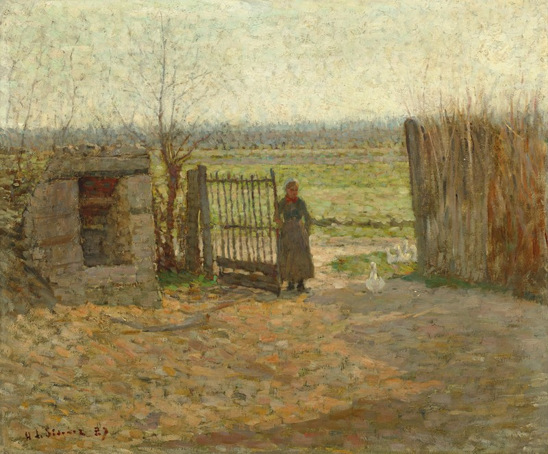 La porte de la ferme (1887) reproduction of painting by Henri Le Sidaner. ALL GICLEE PRINTS