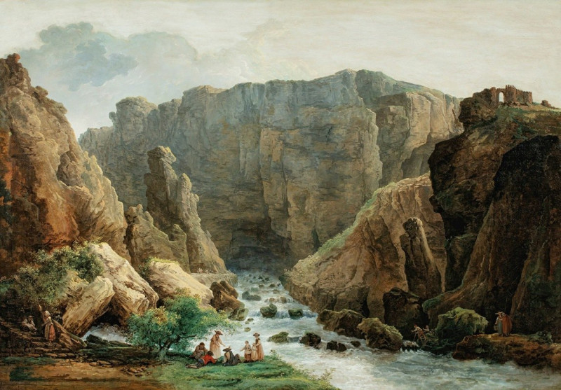 Hubert Robert reprodukcija The Springs At Fontaine De Vaucluse (1783), VISOS REPRODUKCIJOS , paveikslai, reprodukcijos internetu