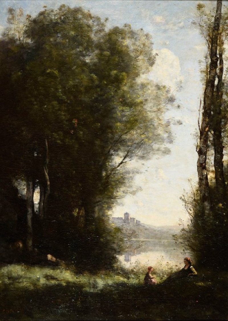 Jean-Baptiste-Camille Corot reprodukcija Les Deux soeurs sous les arbres au bord du lac (1865-1870), VISOS REPRODUKCIJOS , pa...