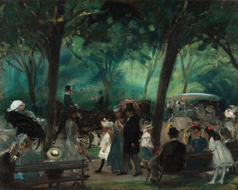 William James Glackens reprodukcija The Drive, Central Park (c. 1905), VISOS REPRODUKCIJOS , paveikslai, reprodukcijos internetu