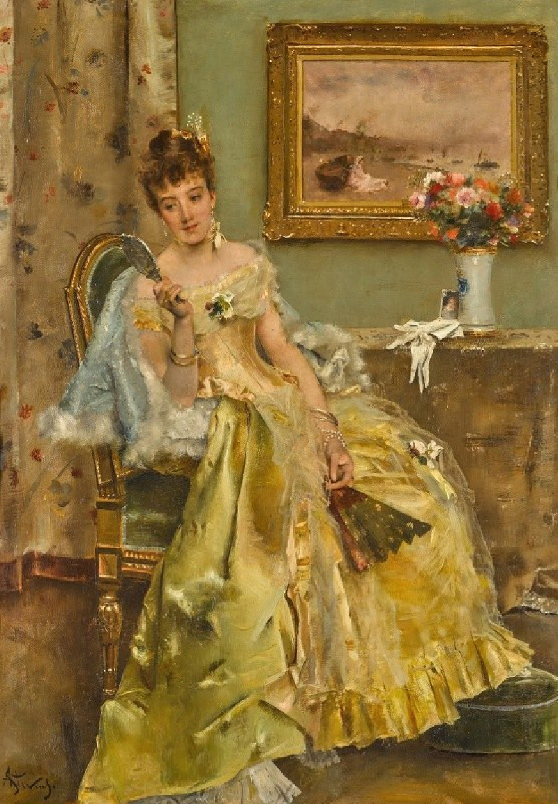 Coquetterie reproduction of painting by Alfred Stevens. ALL GICLEE PRINTS