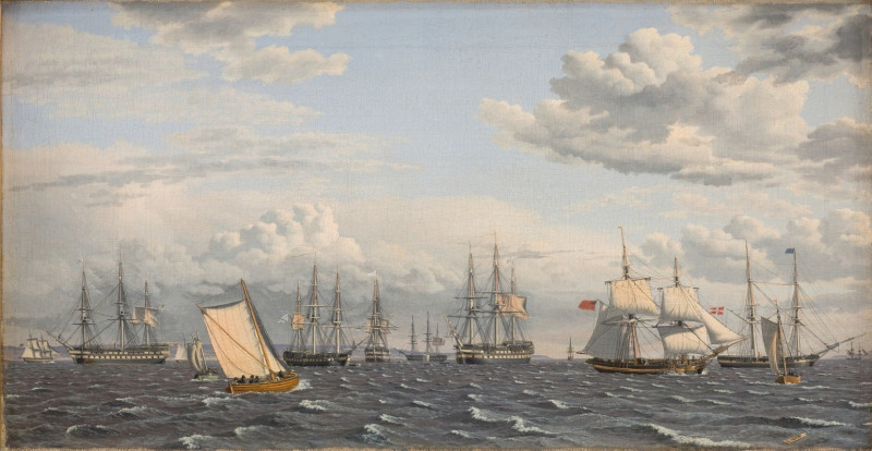 A Russian Fleet at Anchor near Elsinore (1826) reproduction of painting by Christoffer Wilhelm Eckersberg. ALL GICLEE PRINTS