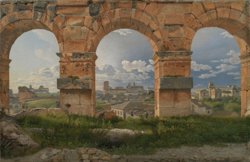 A View through Three Arches of the Third Storey of the Colosseum reproduction of painting by Christoffer Wilhelm Eckersberg. ...