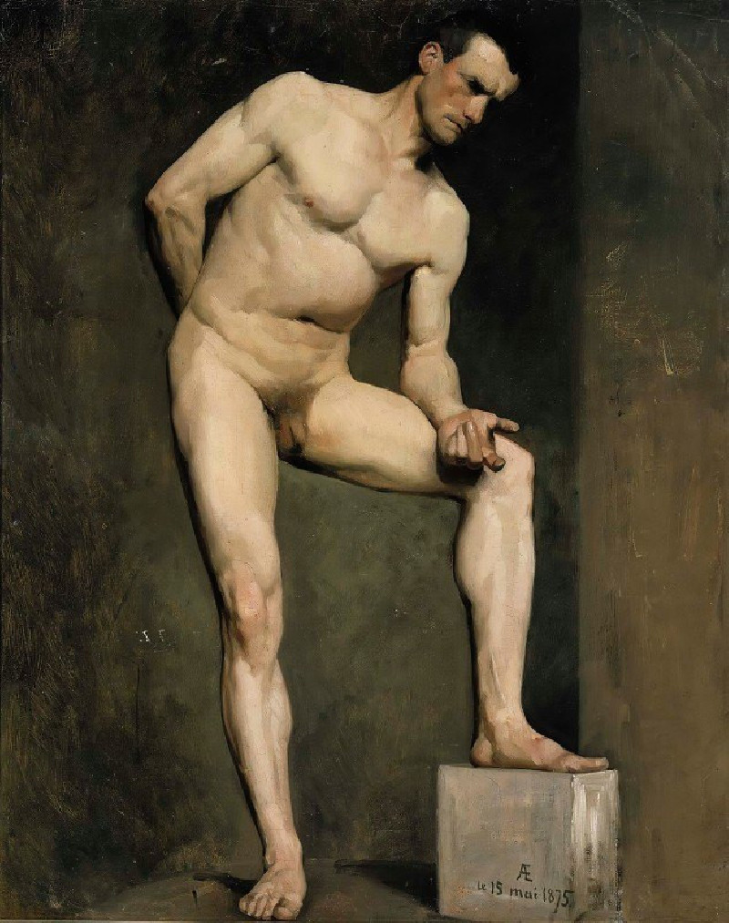 Male Model, Academy Study (1875) reproduction of painting by Albert Edelfelt. ALL GICLEE PRINTS