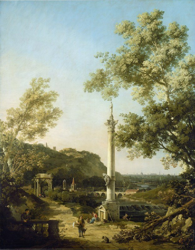 English Landscape Capriccio with a Column (c. 1754) reproduction of painting by Canaletto. ALL GICLEE PRINTS