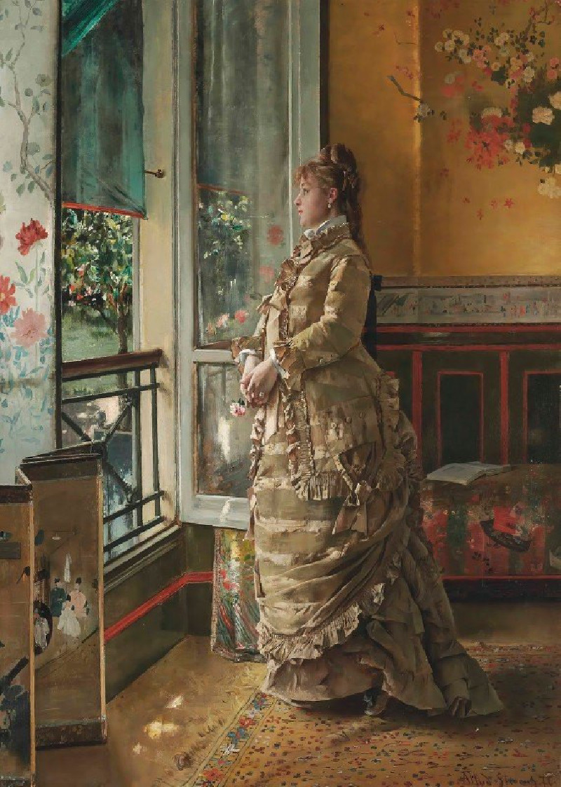 Mélancolie (1876) reproduction of painting by Alfred Stevens. ALL GICLEE PRINTS