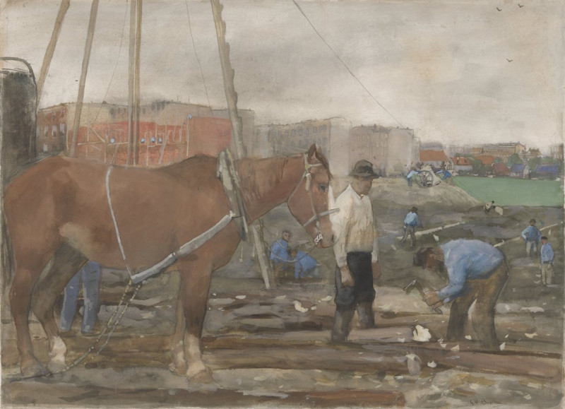 Bouwterrein Oud-West te Amsterdam (1900) reproduction of painting by George Hendrik Breitner. ALL GICLEE PRINTS