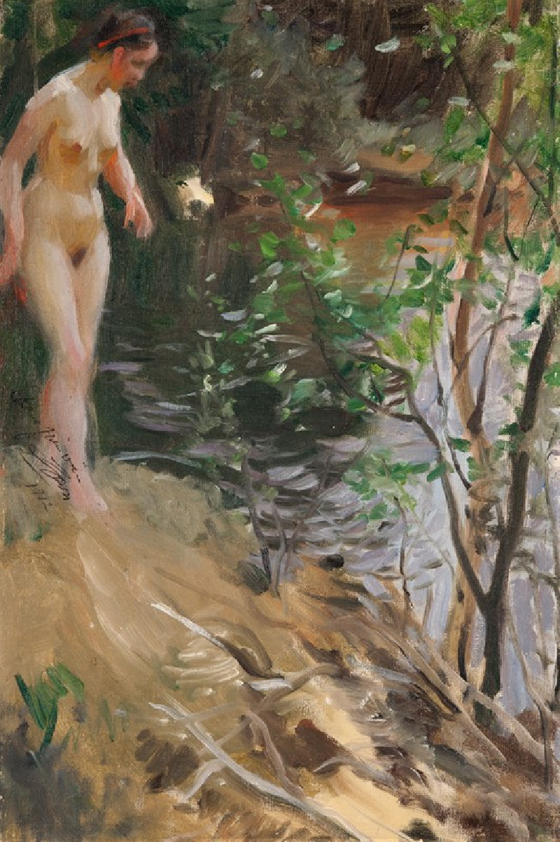 Model at Shore (1912) reproduction of painting by Anders Zorn. ALL GICLEE PRINTS