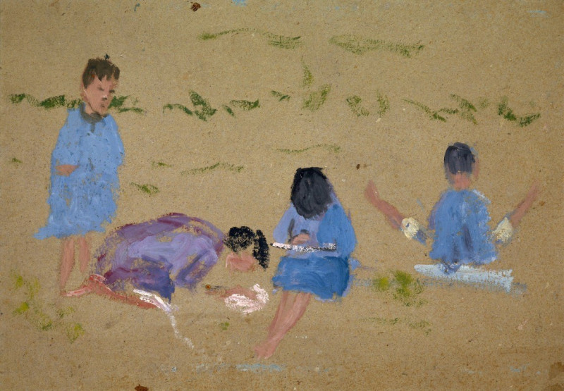 Children Barefoot in the Green reproduction of painting by Ernst Schiess. ALL GICLEE PRINTS