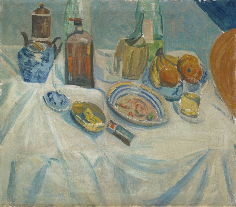 Table After The Meal (1914) reproduction of painting by Ernst Schiess. ALL GICLEE PRINTS