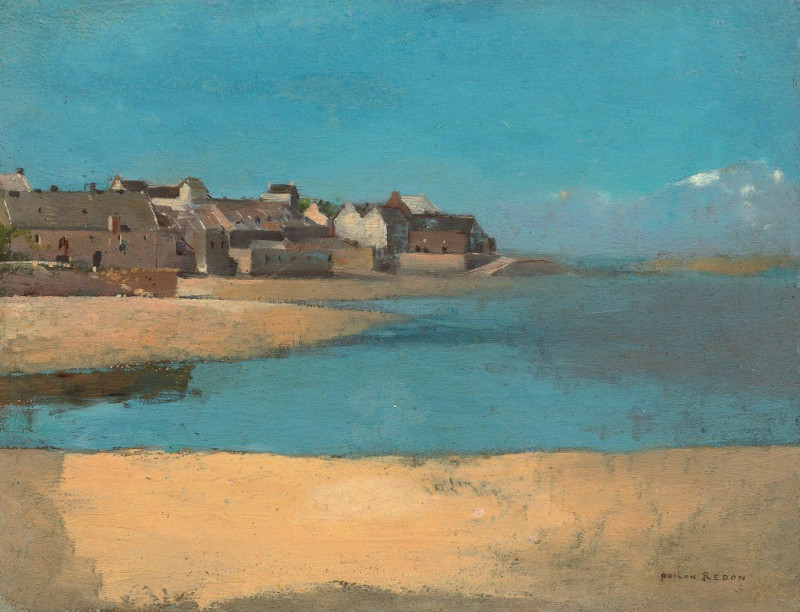 Village by the Sea in Brittany (c. 1880) reproduction of painting by Odilon Redon. ALL GICLEE PRINTS