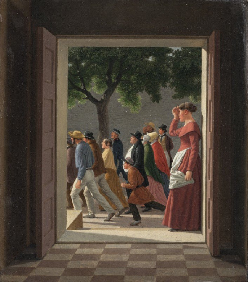 View through a Door to Running Figures (1844 – 1845) reproduction of painting by Christoffer Wilhelm Eckersberg. ALL GICLEE P...