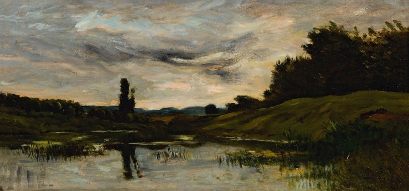 Coucher Du Soleil Sur La Rivière reproduction of painting by Charles François Daubigny. ALL GICLEE PRINTS