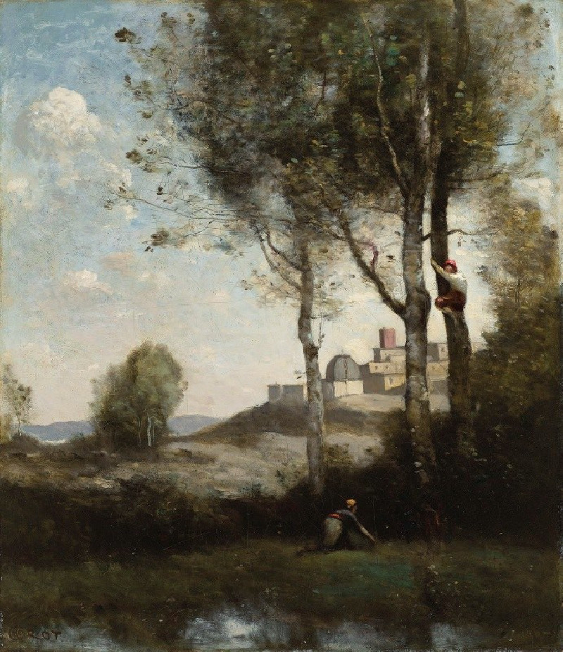 Les Dénicheurs Toscans (circa 1855-1865) reproduction of painting by Jean-Baptiste-Camille Corot. ALL GICLEE PRINTS