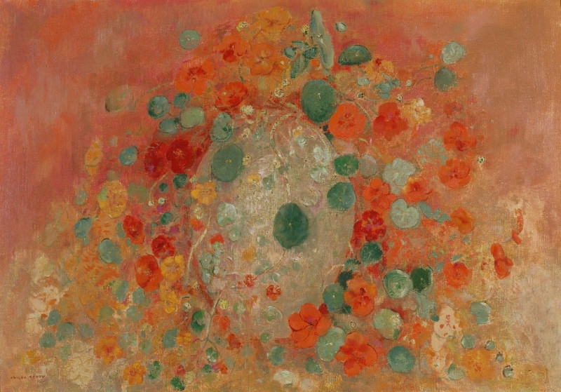 Nasturtiums (1905) reproduction of painting by Odilon Redon. ALL GICLEE PRINTS