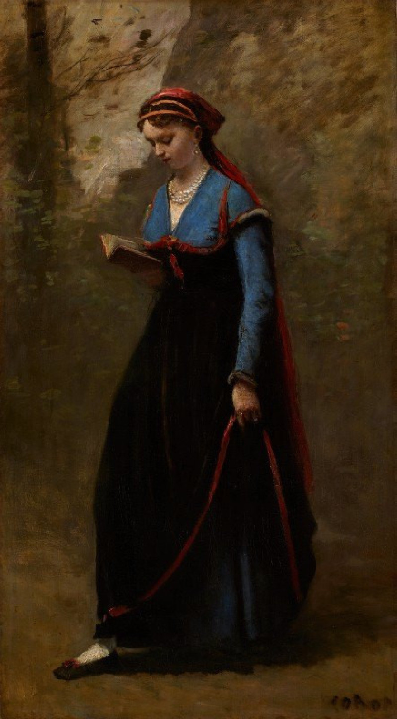 The Reader (1868) reproduction of painting by Jean-Baptiste-Camille Corot. ALL GICLEE PRINTS