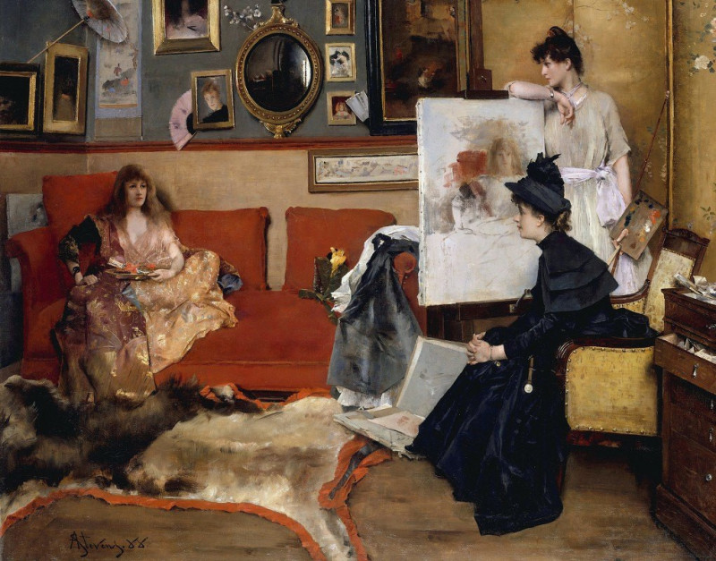 In the Studio (1888) reproduction of painting by Alfred Stevens. ALL GICLEE PRINTS