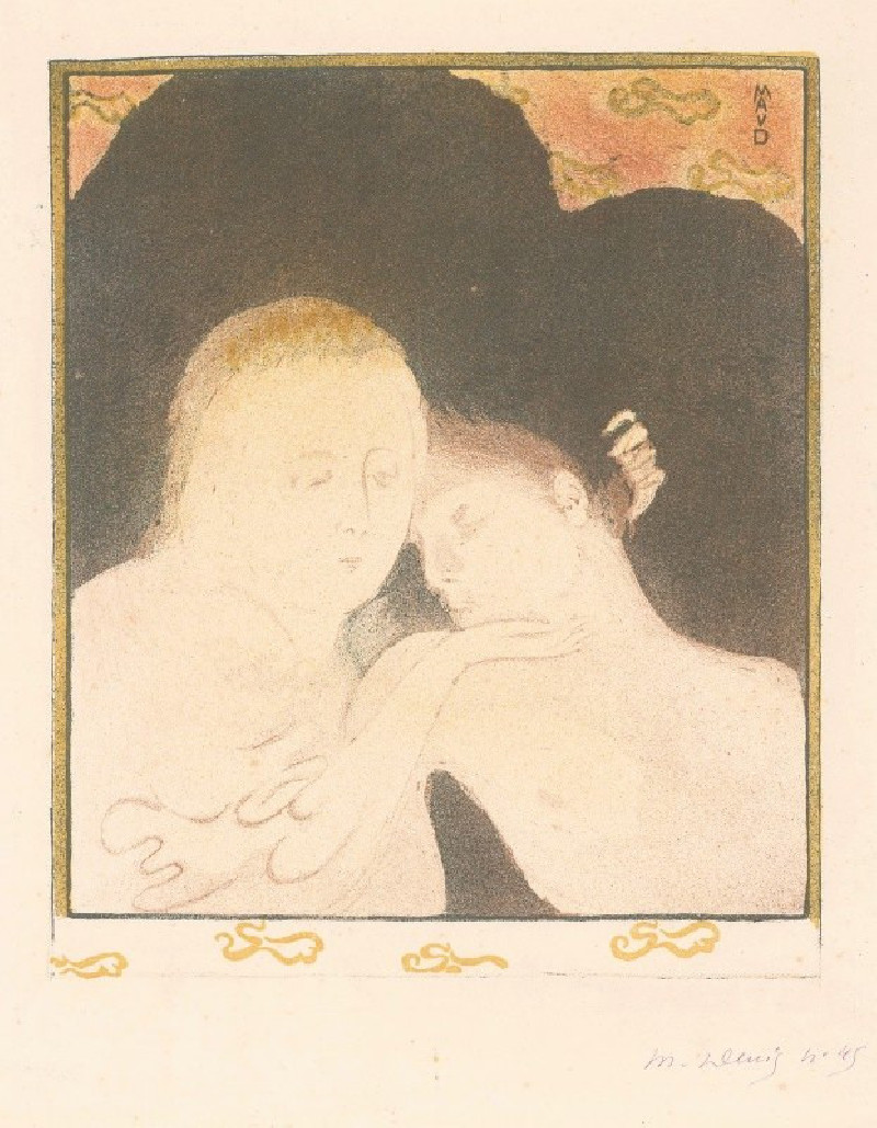 Vrouw koestert jongeman (1893) reproduction of painting by Maurice Denis. ALL GICLEE PRINTS