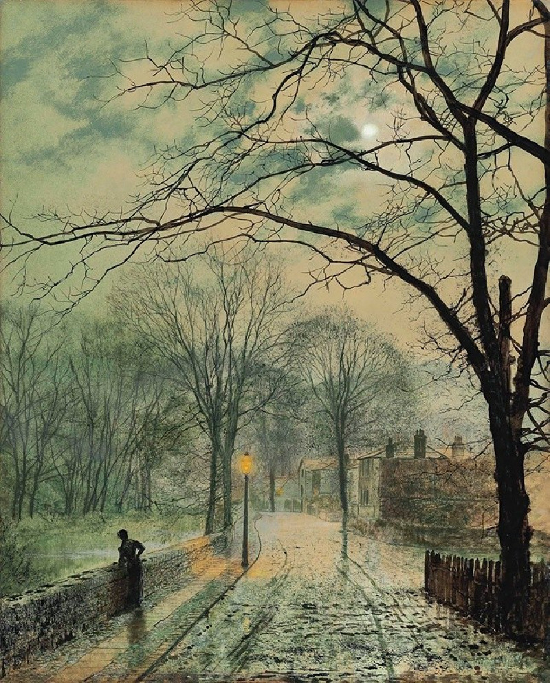 John Atkinson Grimshaw reprodukcija A moonlit stroll, Bonchurch, Isle of Wight (1878), VISOS REPRODUKCIJOS , paveikslai, repr...