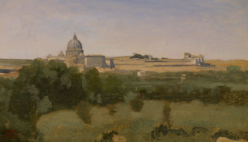 View of Rome from Monte Pincio (1826) reproduction of painting by Jean-Baptiste-Camille Corot. ALL GICLEE PRINTS