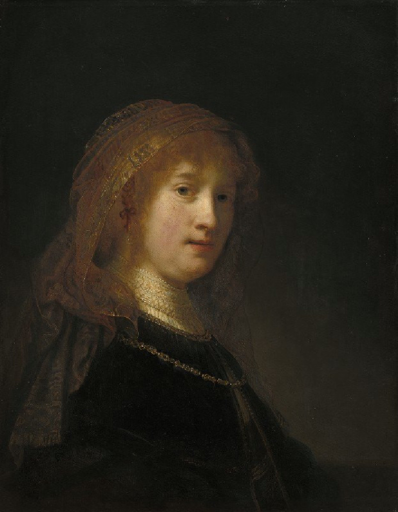 Saskia van Uylenburgh,the Wife of the Artist (probably begun 1634-1635 and completed 1638-1640) reproduction of painting by R...