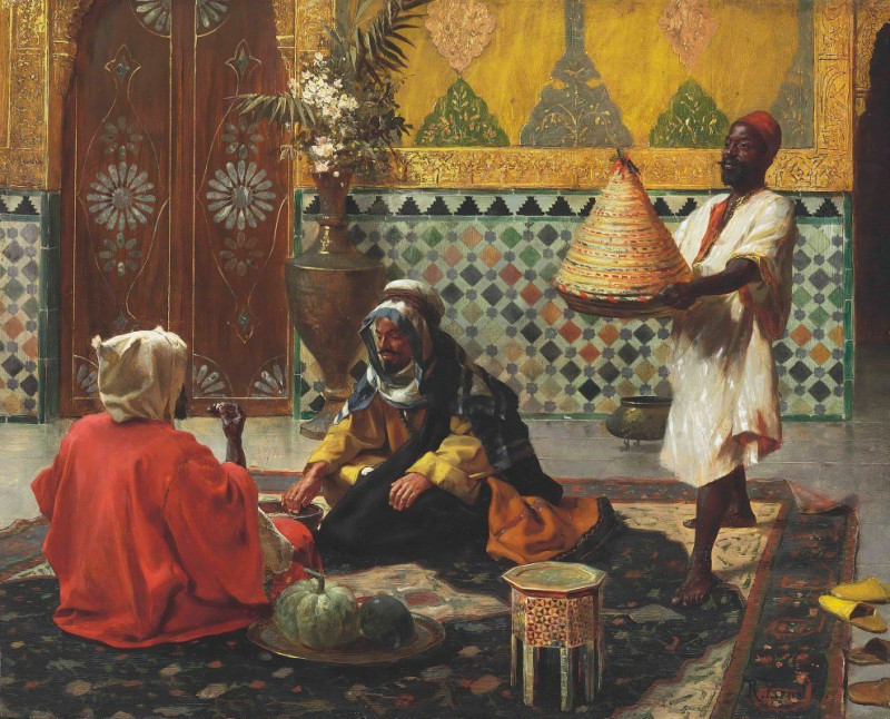 An Afternoon Discussion (1886) reproduction of painting by Rudolf Ernst. ALL GICLEE PRINTS