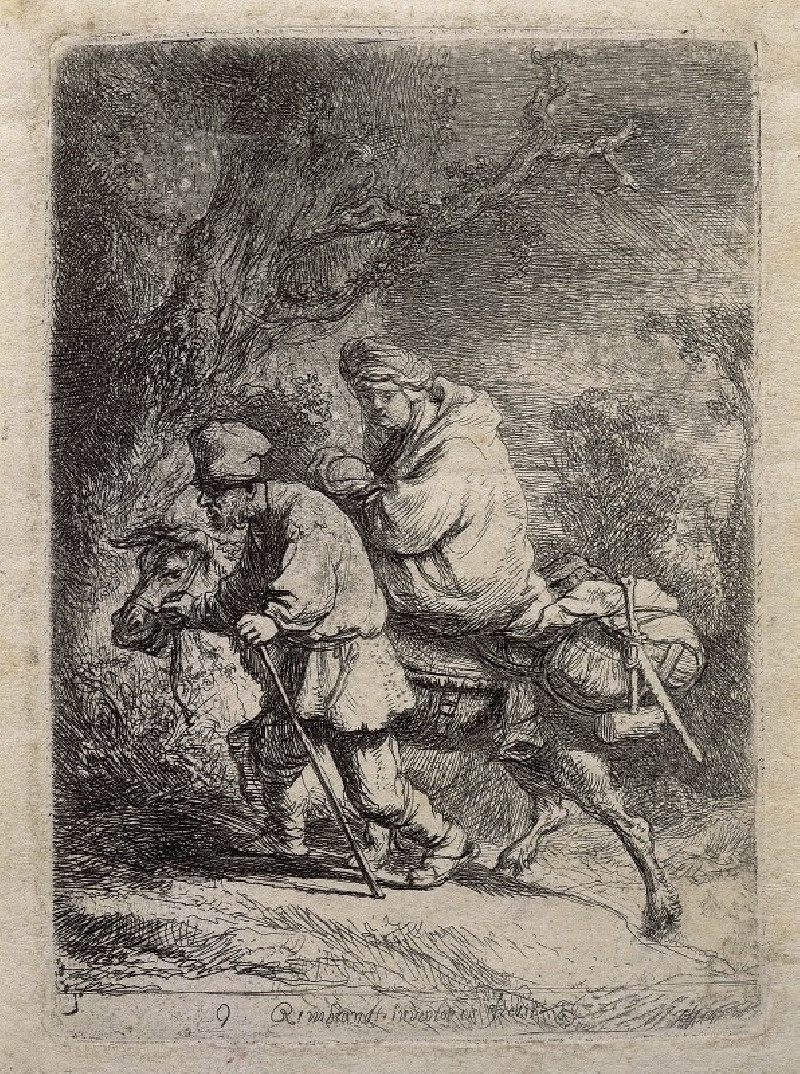 The Flight into Egypt (1633) reproduction of painting by Rembrandt van Rijn. ALL GICLEE PRINTS