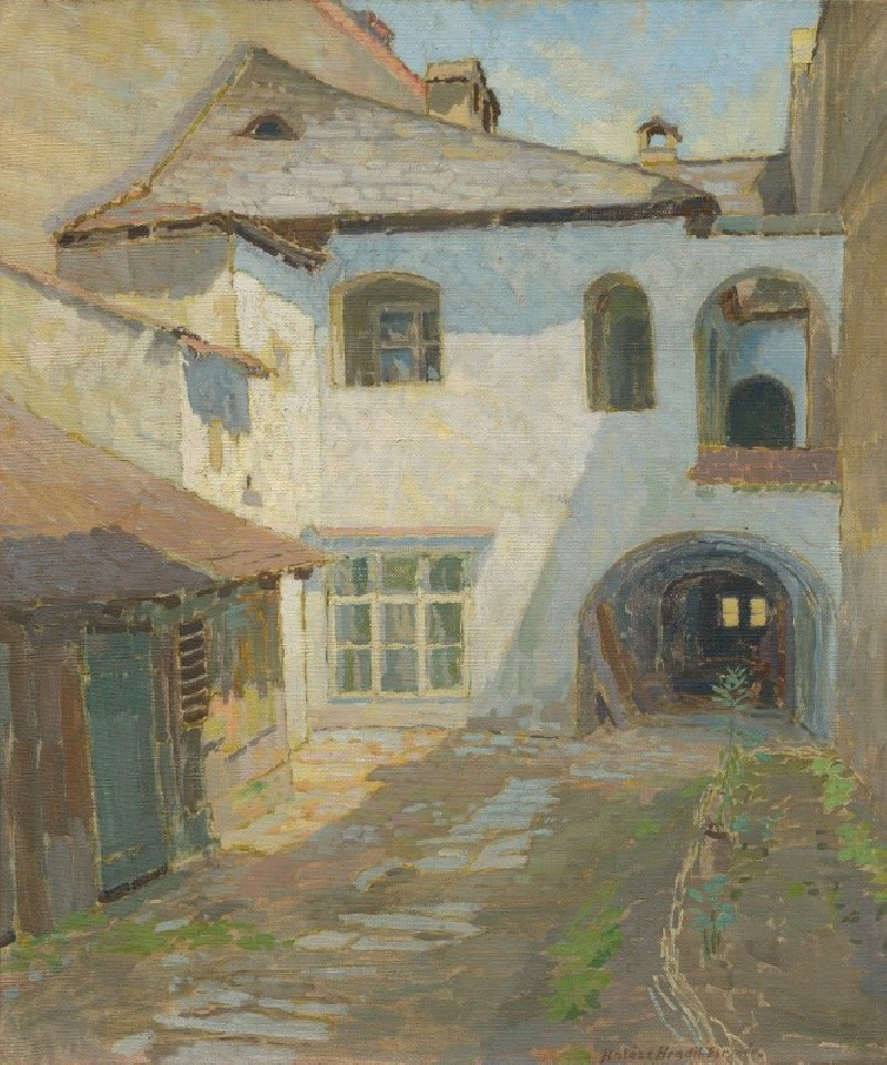 Inside the yard (1925–1930) reproduction of painting by Elemír Halász-Hradil. ALL GICLEE PRINTS