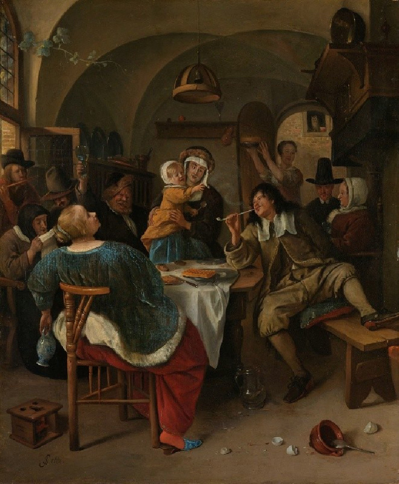 Family scene (1660 - 1679) reproduction of painting by Jan Steen. ALL GICLEE PRINTS