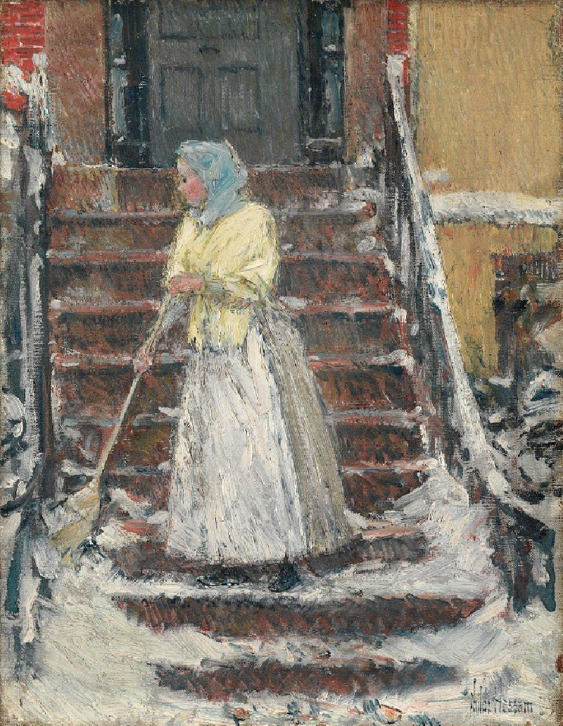 Childe Hassam reprodukcija Sweeping Snow (1890s), VISOS REPRODUKCIJOS , paveikslai, reprodukcijos internetu