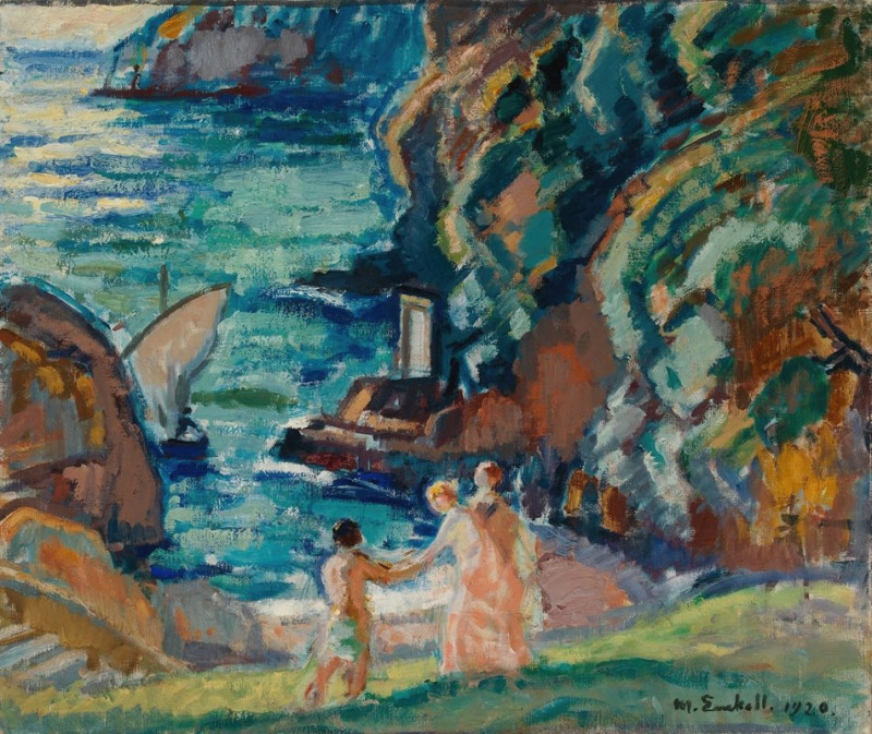 Rocky Shore in the Sun, Porto Fino (1920) reproduction of painting by Magnus Enckell. ALL GICLEE PRINTS