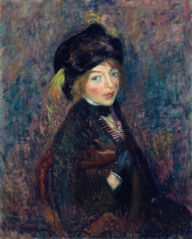 William James Glackens reprodukcija Head of Girl, Feather in Turban (c. 1912), VISOS REPRODUKCIJOS , paveikslai, reprodukcijo...