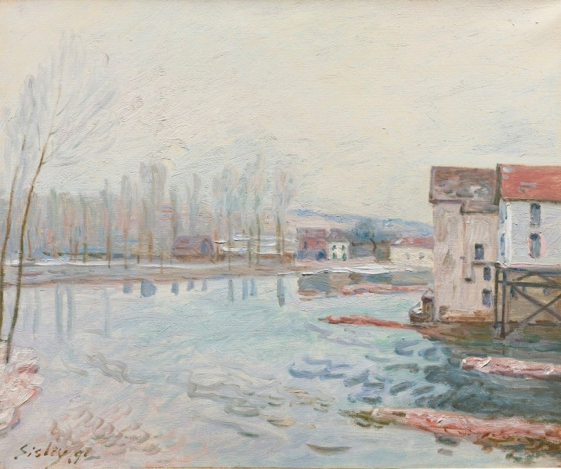 Alfred Sisley reprodukcija L’hiver À Moret (1891), VISOS REPRODUKCIJOS , paveikslai, reprodukcijos internetu