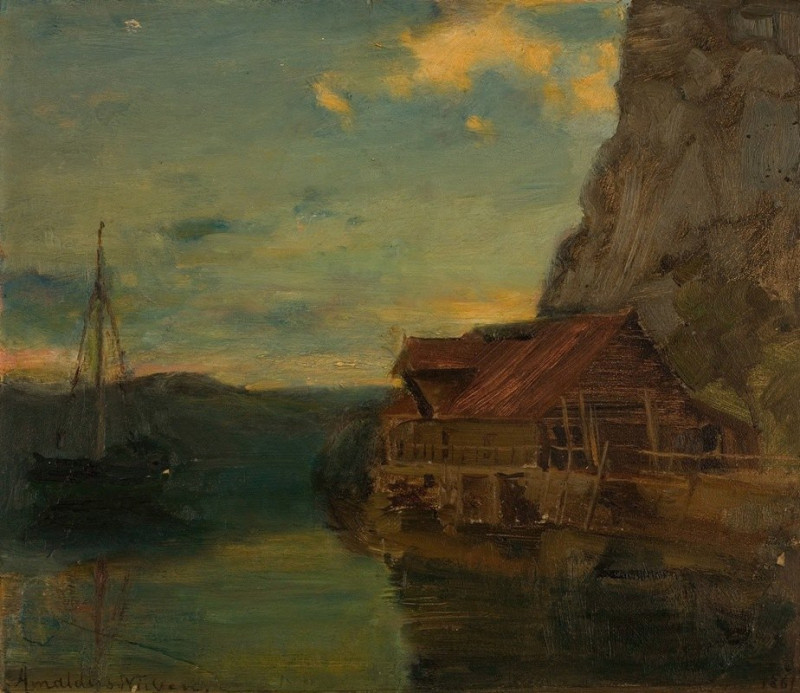 Fra Solsvik, Bergen (1861) reproduction of painting by Amaldus Nielsen. ALL GICLEE PRINTS